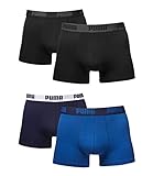 PUMA Herren Boxershorts Unterhosen 521015001 4er Pack, Wäschegröße:L, Artikel:Black (230)/True Blue (420)