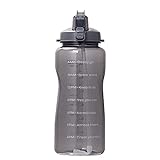 QWET 2L / 3.8L Sportflasche mit Großer Kapazität mit Strohhalm, Trinkflasche, Kürbisbecher, Wasserkanister, BPA-freier Outdoor-Fitness,Black-2L