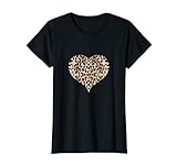 Damen Gepard Muster Herz Leopard Fell Muster Herzen T-Shirt