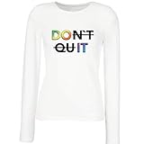 lepni.me Weibliche Langen Ärmeln T-Shirt Nicht Aufgeben tun Es Regenbogen Glücklich Bleiben Motivierendes Zitat (XX-Large Weiß Mehrfarben)