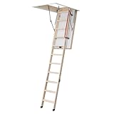Bodentreppe │ wärmegedämmt │ 140 x 70 cm │ U-Wert 0,77 | 3-teiliges Leiternteil │ Lichte Raumhöhe bis 285 cm │ Inkl. Bedienstab, Handlauf und Fußkappen │ 150 kg Trag