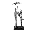 Brillibrum Design Abstrakte Skulpturen Liebespaar Figur mit Regenschirm aus Kunststein Paar Statue Dekofigur