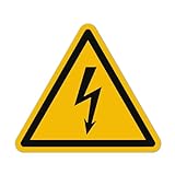 Aufkleber Elektro (15 Stück, 50 mm) - Achtung Strom Warnaufkleber - Warnung vor elektrischer Spannung - Gefahren Sticker Hochspannung (Sicherheitszeichen nach ASR A1.3 / ISO 7010 / W012)
