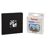 Hama Fotoalbum Jumbo 30x30 cm (Fotobuch mit 100 schwarzen Seiten, Album für 400 Fotos zum Selbstgestalten und Einkleben) schwarz & Fotoecken (500 Stück, selbstklebend) transparent, weiß