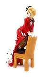 N / A Dekofigur Clown auf Stuhl mit Hund rot weiß 22,5 cm Figur Karneval Köln Harlekin