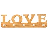 Settoo Schlüsselbrett Holz Vintage mit 5 Haken Love Selbstklebendes Schlüsselbrett Vintage Dekor zum Bad, Schlafzimmer, Küche, Flur, Eingangsbereich-34×9.6cm