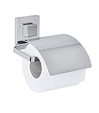 WENKO Vacuum-Loc® Toilettenpapierhalter Cover Quadro Edelstahl - WC-Rollenhalter, Edelstahl rostfrei, 13 x 11.5 x 14 cm, Glänzend