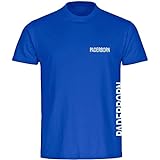 VIMAVERTRIEB® Herren T-Shirt Paderborn - Brust & Seite - Druck:weiß - Shirt Männer Fußball Fanshop Fanartikel - Größe:5XL blau