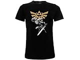 BLT Original Zelda Offizielles Link T-Shirt, schwarz mit Schwert für Erwachsene, Jungen und Kinder, Schwarz , X-Small