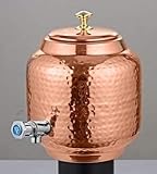 Radhna Traditioneller indischer Wasserbehälter aus reinem Kupfer, Matka, traditioneller indischer Stil, Wasserspender mit Wasserhahn, ca. 12 Liter