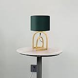 lux.pro Tischleuchte Smethwick Nachttischlampe aus Metall Wohnzimmerlampe mit Textilschirm Höhe 33,5 cm für Wohnzimmer Schlafzimmer 1-flammig E14 Dunkelgrün