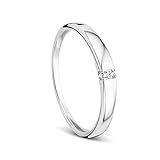 Orovi Damen-Ring Memoire Hochzeitsring Weißgold 9 Karat (375) Diamant 0.02 carat Verlobungsring Diamantring