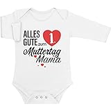 Shirtgeil Baby Body Geschenk Muttertagsgeschenk Alles Gute zum 1. Muttertag Mama Langarmbody 3-6 Monate Weiß