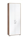 MAJA-Möbel 1232 2556 Aktenregal mit Türen, Sonoma-Eiche-Nachbildung - weiß Hochglanz, Abmessungen BxHxT: 80 x 214,5 x 40 cm