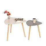 Couchtische Sofatisch 2er Set Beistelltische Wohnzimmertisch skandinavisch Kaffeetisch Satztisch für Wohnzimmer Schlafzimmer Minimalismus weiß grau elegant HWB05-GWE