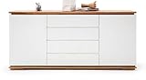 Chiaro Sideboard matt weiß Lack und Eiche/Asteiche massiv geölt Kommode 172 x 81