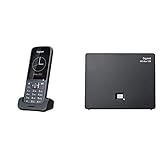 Gigaset SL800H PRO – schnurloses Business DECT-Telefon schwarz & DECT Basisstation GO Box 100 - Verbindung analog über TAE-Anschluss oder per LAN-Kabel - kompatibel mit 6 Gigaset Mobilteilen, schwarz