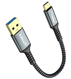 SUNGUY USB C Kabel, 15CM USB auf USB C Kabel Kurz, USB 3.1 GEN2 10Gbps USB C Datenkabel Kompatibel mit Android Auto,Galaxy S8/S9 Plus/S20, Huawei P20/P30, Xperia XZ/Z5, Pixel 8 usw-Grau