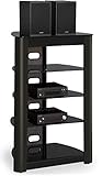 Centurion Supports Zinnia 5-Shelf Gloss Black mit schwarz glänzendem Holzband-Flachbildfernseher / Hi-Fi / AV-Glasständer