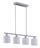 Reality Leuchten Tommy R30334001 Pendelleuchte, Nickel Matt, Stoffschirm Weiß