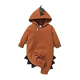 Neugeborene Baby Jumpsuit Outfit Cartoon Dinosaurier Hoody Mantel Infant Strampler Herbst Winter Outfit brown-6-9 Months