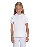 Hilltop Hochwertiges Kinder Poloshirt aus 100% Bio-Baumwolle für Mädchen und Jungen. Eignet sich hervorragend zum bedrucken. (z.B.: mit Transfer-Folien/Textilfolien), Size:152/164, Color:White