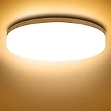 NIXIUKOL Deckenlampe 18W, LED Deckenleuchte 3000K Warmweiß, IP54 Wasserfest Badlampe Wohnzimmerlampe Schlafzimmerlampe 1800LM ideal für Badezimmer Balkon Flur Küche, 22cm