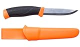 Morakniv Messer - Companion - rostfreier Sandvik Stahl 12C27 - zweifarbiger Griff - neonfarbene Scheide mit Gürtelclip, 134510