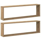vidaXL Wandregal 2 STK., Würfelregal mit Stauraum Wandmontage, Hängeregal Schweberegal für Wohnzimmer, Cube CD Regal, Artisan-Eiche Holzwerk