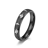 GXY&YT Ring aus Titanstahl mit Perlensand-Stern, einfacher Schmuck für Paare, Verlobung, Hochzeit, Versprechen, schwarz, 8