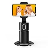 USHINING Face Tracking Telefonhalter, 360° Körper & Gesicht Tracking Halter, Keine APP Erforderlich, Selfie Stick, für Live Stream, Tiktok, Broadcast, Video, Vlog, für iPhone und Android - Schwarz