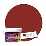 WALLCOVER Colors Wandfarbe Dunkelrot 5L für innen dunkel warme Farbtöne hohe Deckkraft gemütlich verschiedene Größen Wohnfarben reinigungsfreundlich atmungsaktiv spritzfeste Verarbeitung