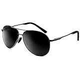 KALIYADI Premium Pilotenbrille für Männer Frauen Polarisierte Sonnenbrille mit 100% UV-Schutz (Schwarzer Rahmen/Schwarzes Objektiv)