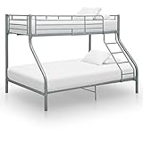 KOIECETA Etagenbett Stockbett Bettgestell Metallbett Bett Hochbett Doppelstockbett Schlafzimmerbett 200x140/200x90 cm Metall (Grau)