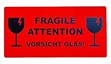 50 Aufkleber Etikett Versandaufkleber Fragile Attetion Vorsicht Glas