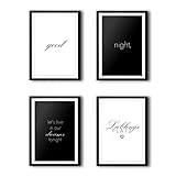 VON STEINEICH® Schlafzimmer Bild Set [4 Stück] – Traumhafte Deko Bilder in schwarz & weiß – perfekte Passform für DIN A4 Bilderrahmen
