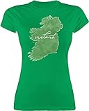 St. Patricks Day - Ireland Irland Aquarell Lettering - XXL - Grün - Geschenk - L191 - Tailliertes Tshirt für Damen und Frauen T-Shirt