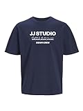 JACK & JONES Herren Rundhals T-Shirt JJGALE - Relaxed Fit S M L XL XXL Baumwolle, Größe:M, Farbe:Navy Blazer SCAN 12247782