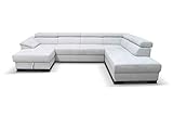 DOMO Collection David Wohnlandschaft | Sofa mit Federkern und Schlaffunktion in U-Form, Schlafsofa Rückenfunktion, grau, 166x337x232 cm