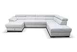 DOMO Collection David Wohnlandschaft | Sofa mit Federkern und Schlaffunktion in U-Form, Schlafsofa Rückenfunktion, grau, 166x337x232 cm