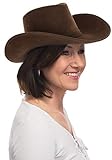 Brandsseller - Cowboyhut Damen Westernhut Cowgirl Kopfbedeckung - Karneval Fashing Kostüm Accessoire - Farbe: Braun