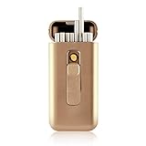 Zigarettenetui mit USB Lighter Zigarettenbox 20pcs 100mm Slim Zigaretten Portable Electronic Lighter Rechargeable Windproof Flameless(rose gold )