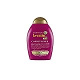 OGX Strength & Length + Keratin Oil Conditioner (385 ml), kräftigende Anti-Haarbruch Haarspülung mit Proteinen und Arganöl, Haarpflege Spülung, sulfatfrei