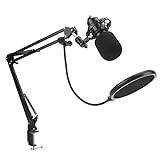 Ejoyous Mikrofon-Set mit Soundkarte, USB Mikrofon Kondensator Microphone Kit mit Mikrofonständer und Filter ausgestattet Studio Podcast Mikrofon für Aufnahmen/Rundfunk/Gaming PS4/Livestream/Vlog