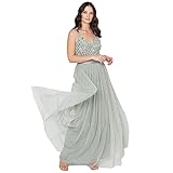 Maya Deluxe Damen Maya Sleeveless Stripe Embellished Maxi Dress Prom-Kleid, Green Lily, 28