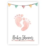 1 Niedliche Einladungskarte zur Babparty mit rosa Baby Füßchen: Babyshower - DINA6 Klappkarte