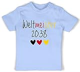 Baby T-Shirt Mädchen Jungen - Baby Strampler Mädchen & Junge - Weltmeister 2038 - EM 2016 - Fußball - 3/6 Monate - Babyblau - Deutschland Shirt Baby - BZ02