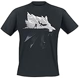 Witcher Herren T-Shirt Wolf Silhouette Geralt von Riva Wild Hunt Baumwolle schwarz, Schwarz, M