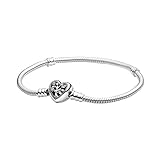 Pandora Stammbaum Schlangen-Gliederarmband mit Herzverschluss 17cm, Silber