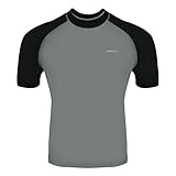 H.MILES Herren Rash Vest Rashguard Kurzarm schwarz Schnorcheln Schwimmen Surfen Tops Tauchen Anzug UV Schutz Beach T-Shirt Shortsleeve, Grey/Black, L